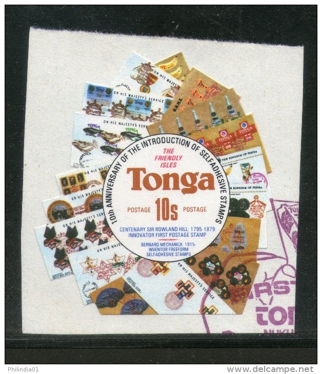 Tonga 1980 10s Rowland Hill Stamp On Stamp Odd Shaped Used # 3969 - Tonga (1970-...)