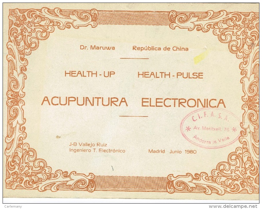 ACUNPUNTURA ELECTRONICA  1980  31 PAG. DR. MARUWA REP.CHINA - Santé Et Beauté