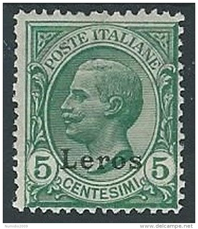 1912 EGEO LERO EFFIGIE 5 CENT MH * - ED841 - Ägäis (Lero)