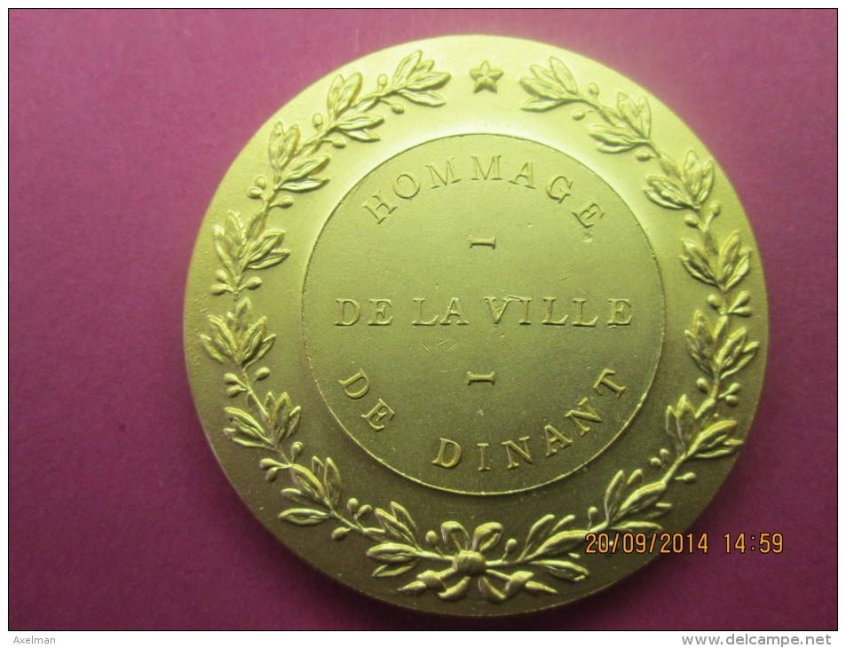 MEDAILLE  D'OR :HOMMAGE De La VILLE De DINANT ( Fisch & Cie. Bruxelles )  ( Grise G4 ) - Autres & Non Classés