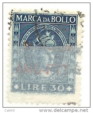 MARCA DA BOLLO REVENUE - TRIESTE AMG FTT  - LIRE 30 - ROSSA - Fiscaux