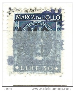 MARCA DA BOLLO REVENUE - TRIESTE AMG FTT  - LIRE 30 - DENTELLATURA MISTA - Fiscale Zegels