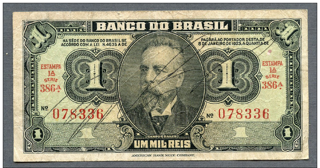 Pick131a 1944 - N°série 386 - N° 078336 UM MIL REIS - Brasile
