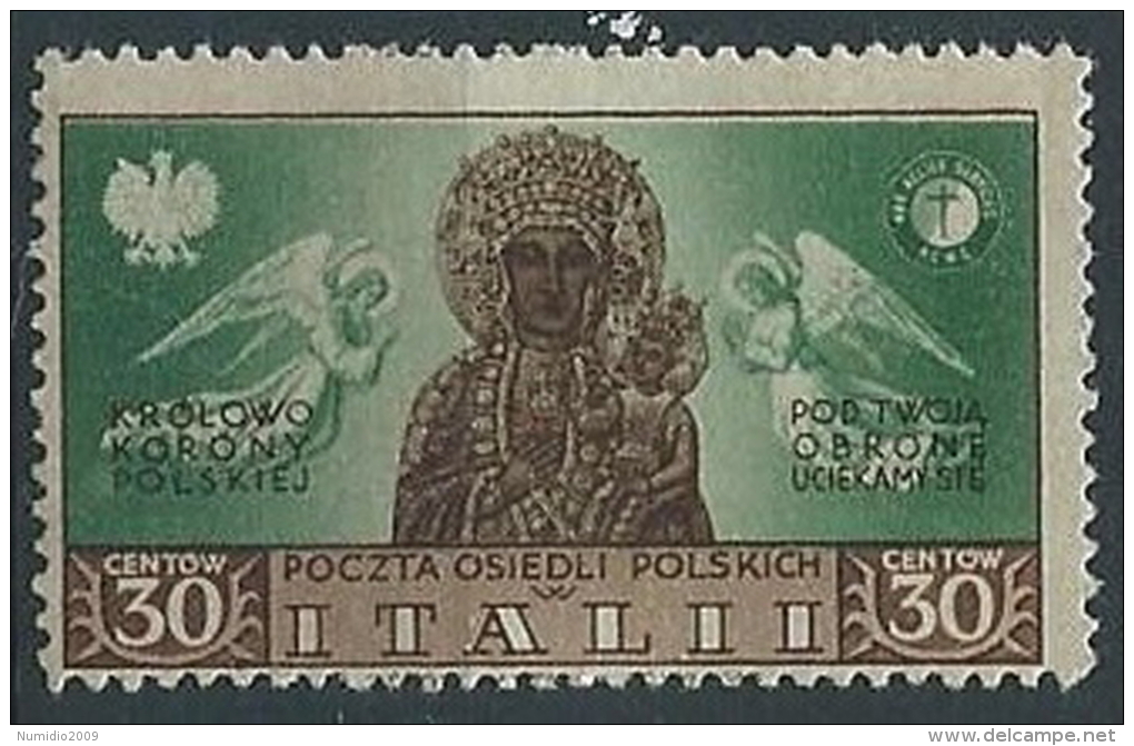 1946 CORPO POLACCO SOCCORSO DI GUERRA 30 CENT MNH ** - ED848 - 1946-47 Corpo Polacco Period