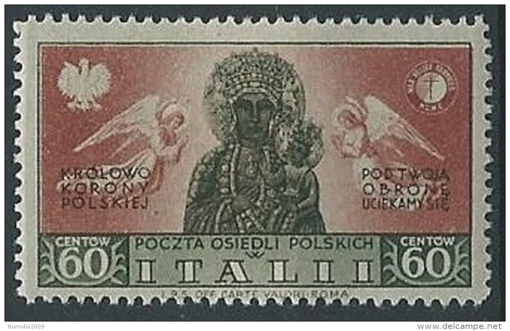 1946 CORPO POLACCO SOCCORSO DI GUERRA 60 CENT MH * - ED848 - 1946-47 Période Corpo Polacco