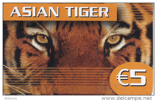 GREECE - Asian Tiger, Foneeze Prepaid Card 5 Euro, Used - Grèce