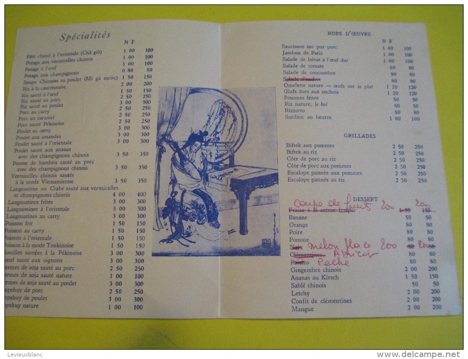 Lettre  Menu/ à La Baie D´Along/ Chinese And Indo-chinese Cooking/ Paris /1949      MENU33 - Menus