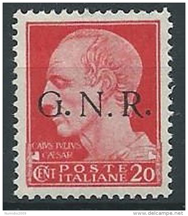 1944 RSI GNR BRESCIA 20 CENT I TIPO VARIETà N PUNTO PICCOLO MNH ** - ED860-4 - Nuovi