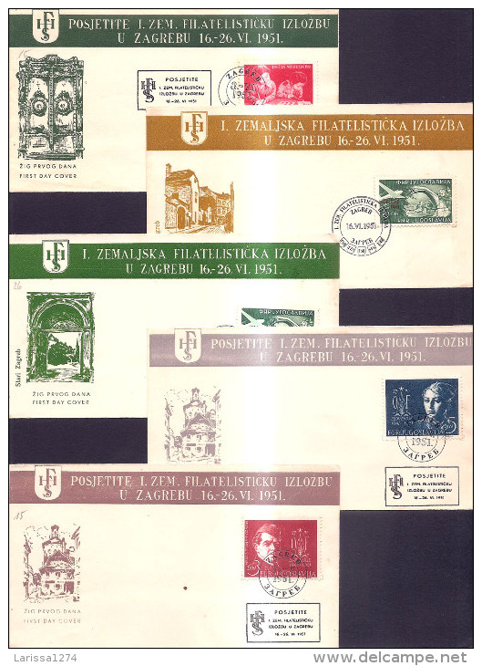 122.YUGOSLAVIA 1951 Philatelic Exhibition Zagreb Croatia 5 Covers - Covers & Documents