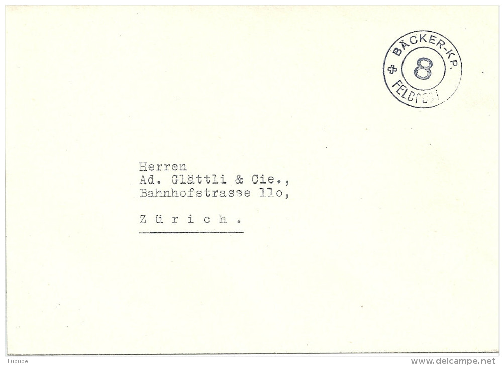Feldpost Brief  "Bäcker Kp. 8"         Ca. 1940 - Oblitérations