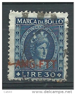 MARCA DA BOLLO/REVENUE  - TRIESTE AMG FTT -LIRE 30 Rosso Calcografiico - Revenue Stamps