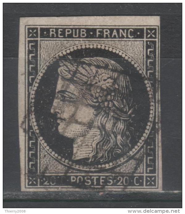 Cérès  N° 3a (Variété, Petits Points Devant La Bouche) Avec Oblitèration Grille De 1849  TTB - 1849-1850 Ceres