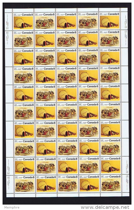 1975  Subarctic Indians  - Artifacts, Danse  Sc 574-5 Se-tenant  MNH Complete Sheet Of 50 - Feuilles Complètes Et Multiples