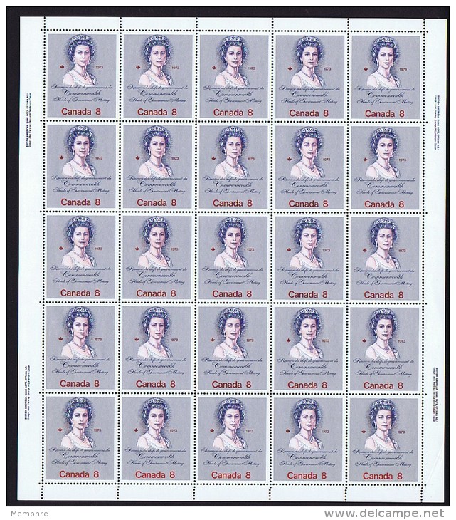 1973  Royal Visit Sc 620   MNH Complete Sheet Of 25  With Inscriptions - Full Sheets & Multiples