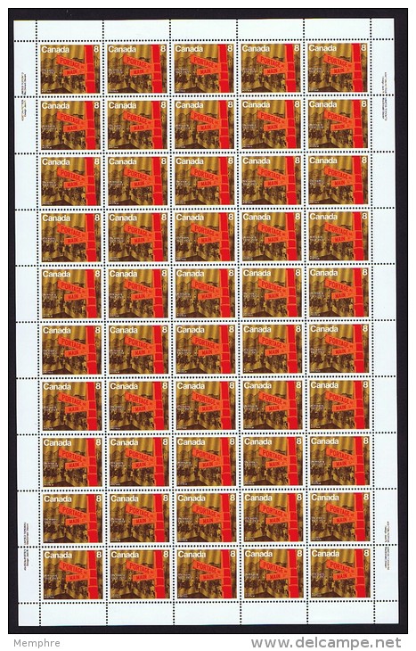 1974  Winnipeg Centennial  Sc 633 MNH Complete Sheet Of 50   With Inscriptions (folded) - Feuilles Complètes Et Multiples