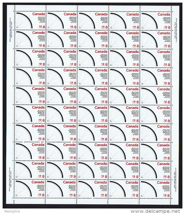 1974  World Cycling Championships  Sc 642 MNH Complete Sheet Of 50   With Inscriptions - Volledige & Onvolledige Vellen