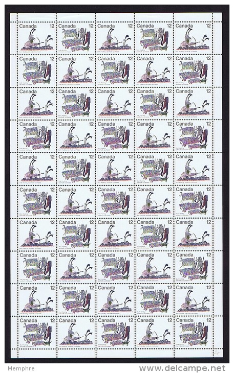 1977  Inuit Hunting  Sc 750-1  Se-tenant  MNH Complete Sheet Of 50 (folded) - Hojas Completas