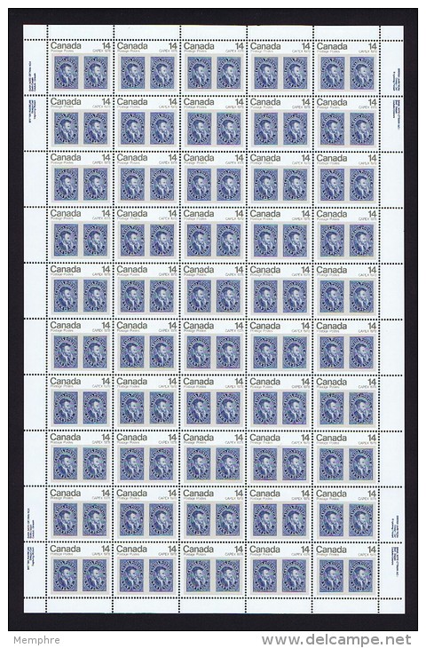 1978  CAPEX'78  Stamp On Stamp 10d Jacques Cartier   Sc 754 MNH Complete Sheet Of 50  With Inscriptions (folded) - Feuilles Complètes Et Multiples
