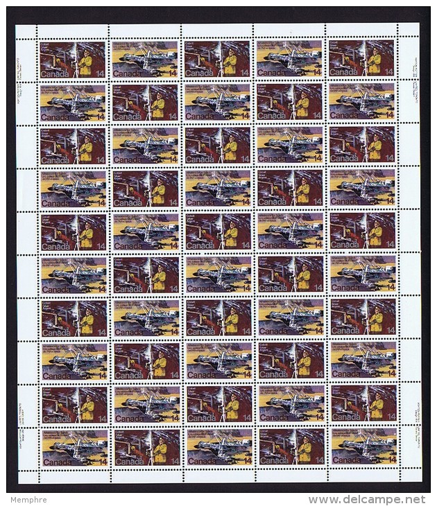 1978  Silver Mine, Tar SAnds    Sc 765-6  Se-tenant  MNH Complete Sheet Of 50  With Inscriptions - Feuilles Complètes Et Multiples