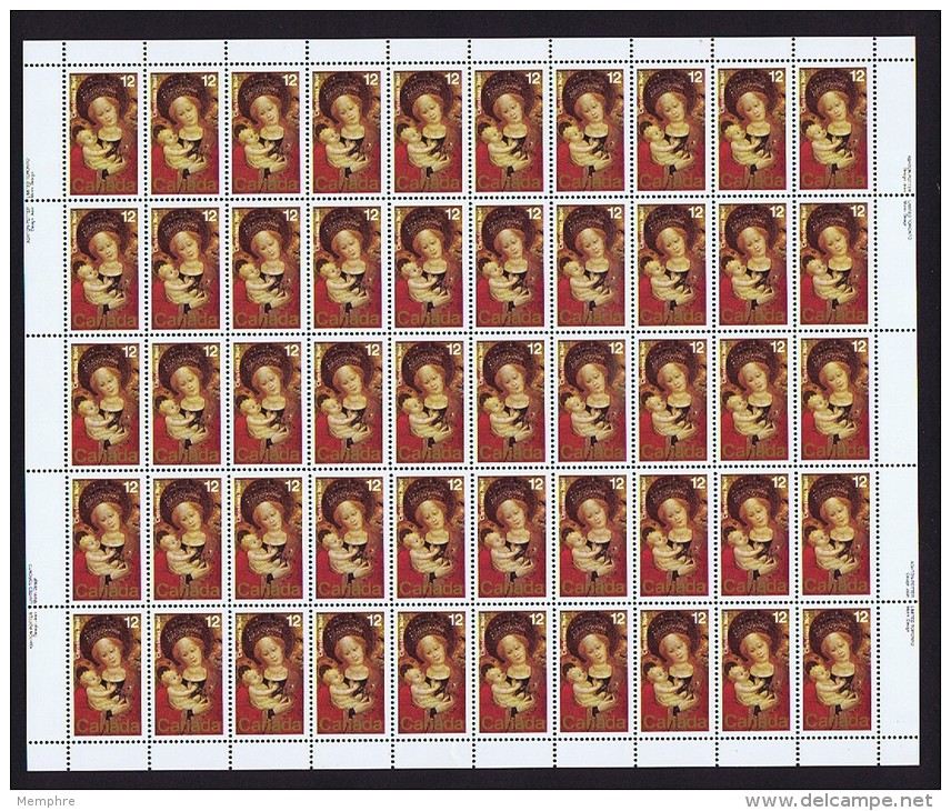 1978  Christmas Painting Madonna Sc 773  MNH Complete Sheet Of 50  With Inscriptions - Feuilles Complètes Et Multiples