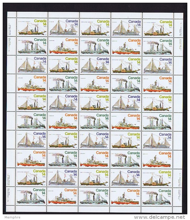 1978 Ice Vessels  Sc 776-9 Se-tenant MNH Complete Sheet Of 50  With Inscriptions - Feuilles Complètes Et Multiples