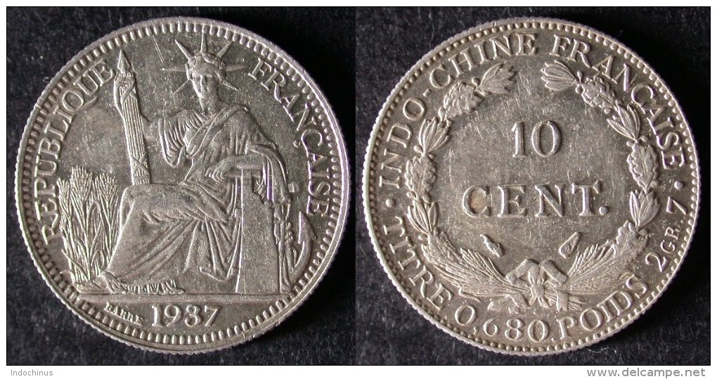 INDOCHINE  10 Cent 1937  INDOCINA  INDOCHINA  PORT OFFERT - Otros – Asia