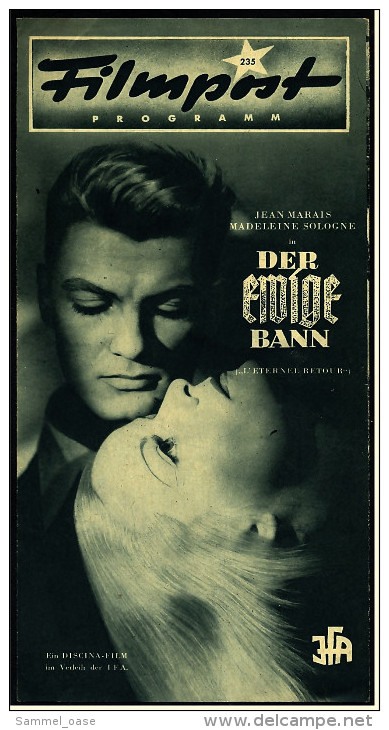 "Filmpost" "Der Ewige Bann" Mit Madeleine Sologne , Jean Marais  -  Filmprogramm Nr. 235 Von Ca. 1948 - Autres & Non Classés