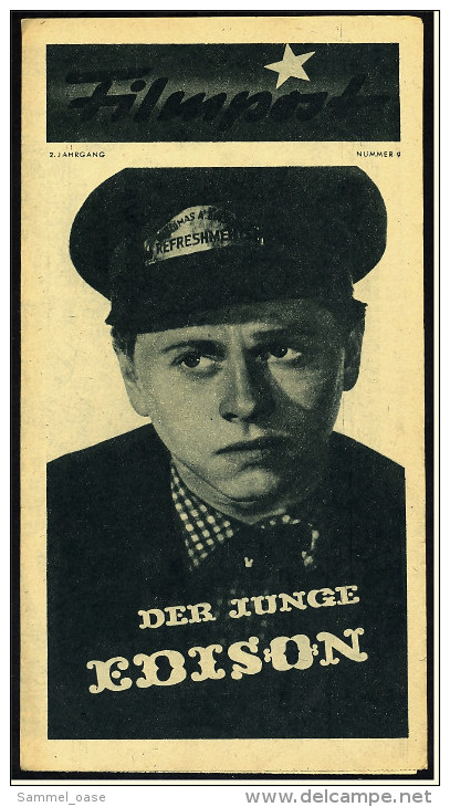 "Filmpost" "Der Junge Edison" Mit Mickey Rooney , Fay Bainter  -  Filmprogramm Nr. 9 Von Ca. 1948 - Other & Unclassified