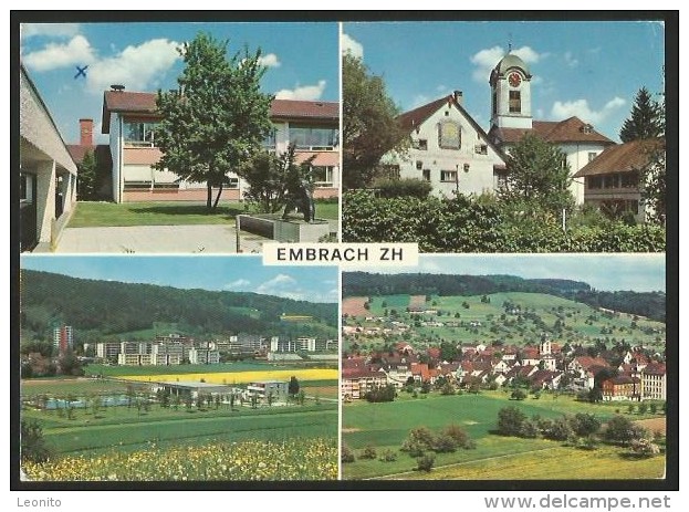 EMBRACH Schulhaus Schwimmbad Kirche 1974 - Embrach