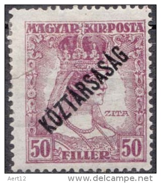 HUNGARY, 1918, Queen Zita, Issues Of The Republic, Overprinted In Black, Sc. 173 - Ungebraucht