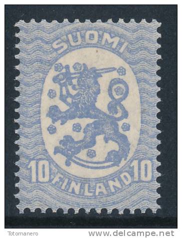 FINLAND/Finnland 1926 Def.10p Blue Lions Wmk Swastika, Perf 14¼ X 14 ¾ ** MNH - Nuovi