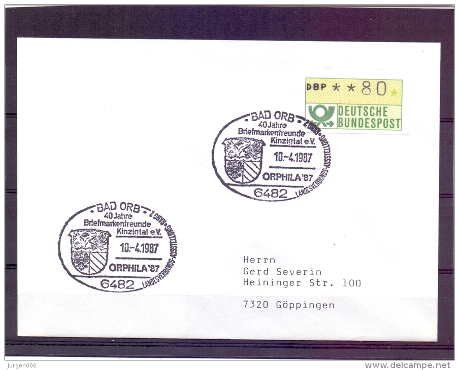 Deutsche Bundespost - Orphila '87 - 40 Jahre Briefmarkenfreunde Kinzigtal - Bad Orb 10/4/1987  (RM6965) - Cygnes