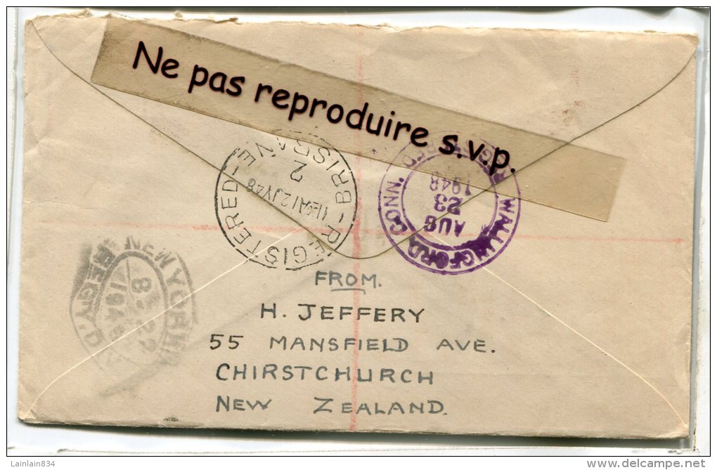 -  Cover Registred, 4 Stamps, On First Day Cover, Cachet Brisbane, 1948, To Wallingford CONN, USA, BE, Scans - Gebruikt