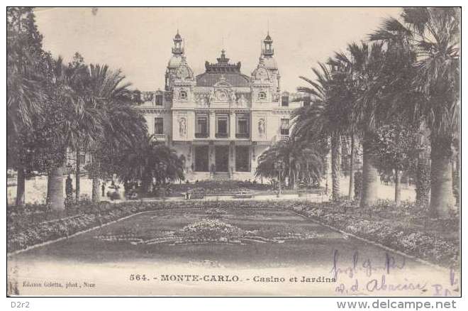 MONTE CARLO-CASINO ET JARDINS-DOS UNIQUE-1903- TTB - Monte-Carlo