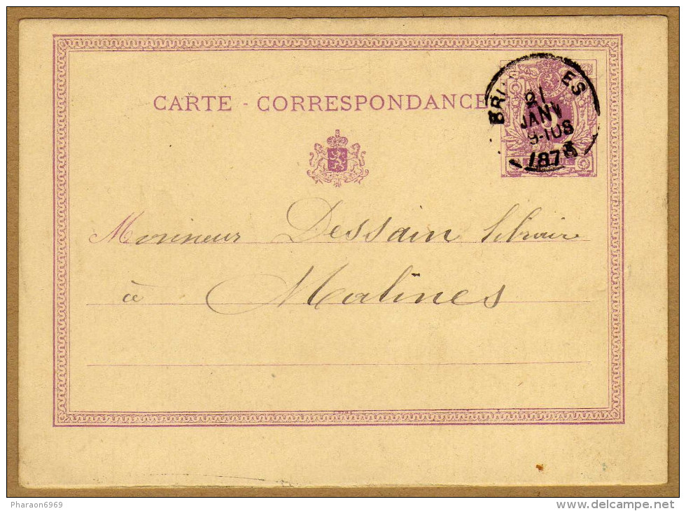 Carte Correspondance Entier Postal 1873 Bruxelles à Malines - Postkarten 1871-1909