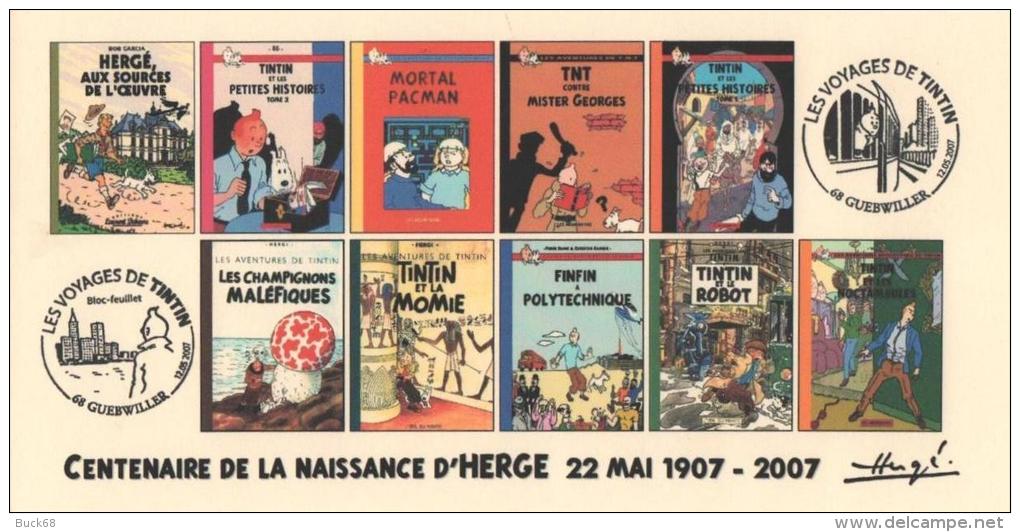 FRANCE 2007 N°22 Albums Fictifs + 2 Cachets Premier Jour FDC TINTIN KUIFJE TIM HERGE GUEBWILLER - Hergé