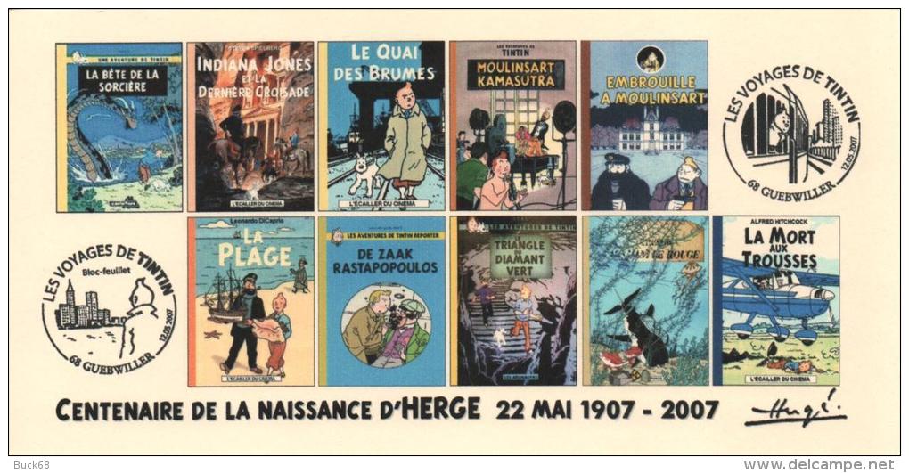 FRANCE 2007 N°52 Albums Fictifs + 2 Cachets Premier Jour FDC TINTIN KUIFJE TIM HERGE GUEBWILLER - Hergé