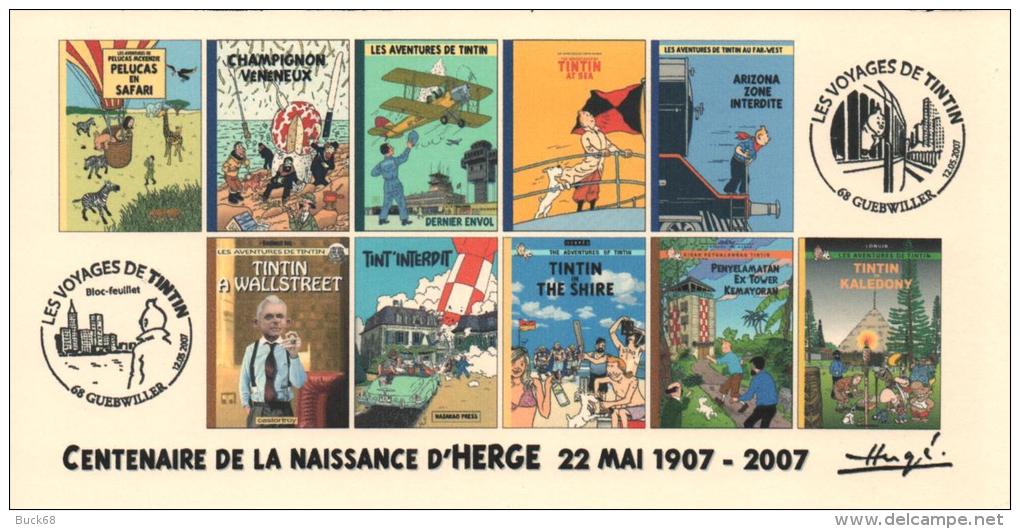 FRANCE 2007 N°55 Albums Fictifs + 2 Cachets Premier Jour FDC TINTIN KUIFJE TIM HERGE GUEBWILLER - Hergé