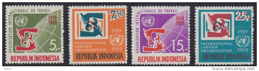 1455. Indonesia, 1969, ILO, MNH (**) (Michel 626/629) - Indonésie