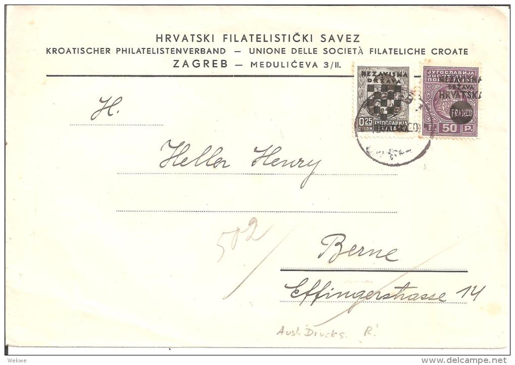 Kroation XX001 / Überdruck-Provisorien Von 1941 Auf Brief (Drucksache) In Die Schweiz - Kroatien