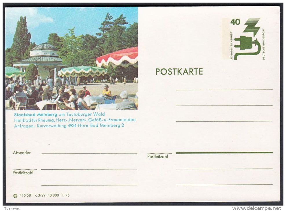 Germany 1973, Illustrated Postal Stationery "State Spa Meinberg", Ref.bbzg - Illustrated Postcards - Mint