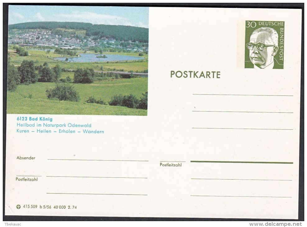 Germany 1974, Illustrated Postal Stationery "Bad Konig", Ref.bbzg - Illustrated Postcards - Mint