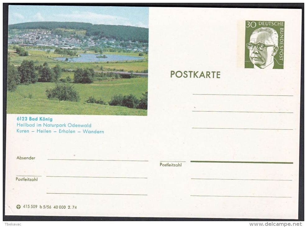Germany 1974, Illustrated Postal Stationery "Bad Konig", Ref.bbzg - Cartes Postales Illustrées - Neuves