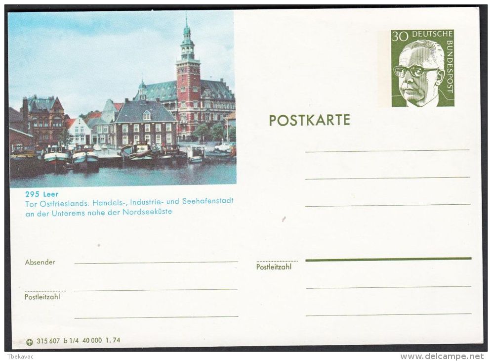 Germany 1974, Illustrated Postal Stationery "Leer", Ref.bbzg - Cartes Postales Illustrées - Neuves