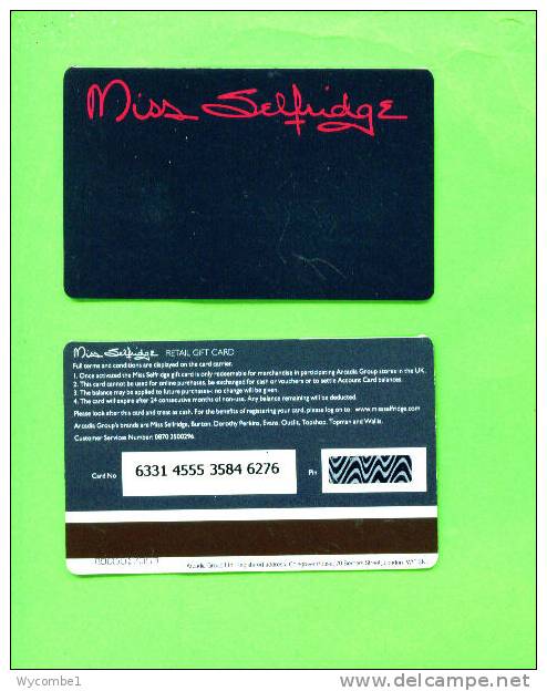 UK - Magnetic Gift Card/Miss Selfridge - Other & Unclassified