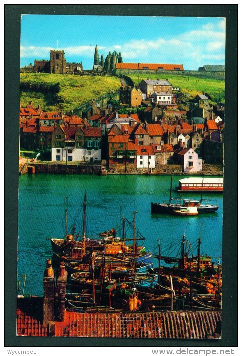 ENGLAND  -  Whitby  The Harbour And Abbey  Used Postcard  As Scans - Whitby