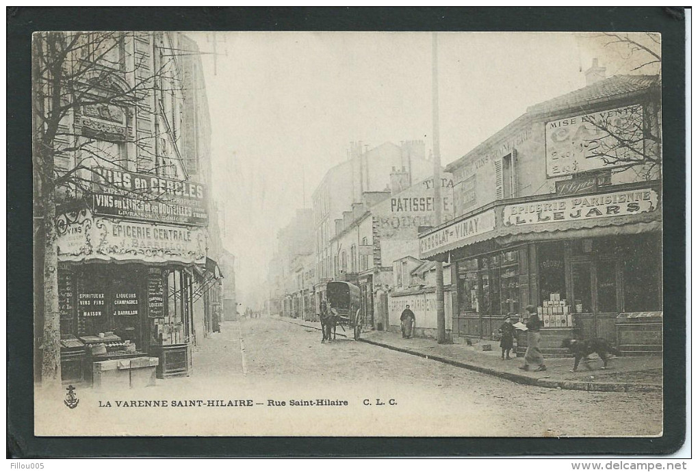 94 LA VARENNE ST- HILAIRE ( VAL DE MARNE)...RUE ST- HILAIRE. ANIMEE. ...ATTELAGE... BOUTIQUES....C1684 - Autres & Non Classés