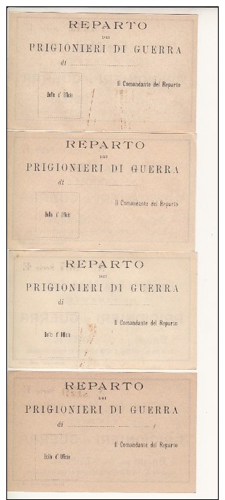 PRIGIONIERI DI GUERRA 1A Guerra Firenze CENT. 5, 10, E LIRE 1 E 2 - Documenti