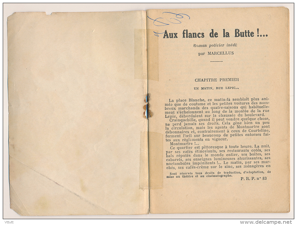 Le Petit Roman Policier, Complet : AUX FLANCS DE LA BUTTE, N° 83 (1938), 32 Pages (11 Cm Sur 15,7 Cm) - Ferenczi