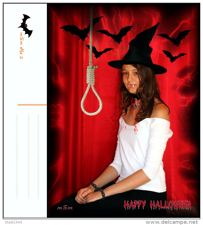 Halloween Vampir Dracula Hexe Witch Fledermaus Bat Bondage 7 Fotokarten Von MSm - Halloween